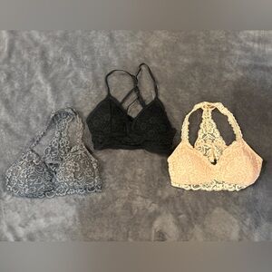🩶🖤🩷xhilaration • gray, black & pink lace bralettes • M